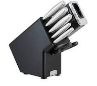 NJ - StaySharp 14-piece stainless steel knife set with steel block and built-in sharpener.