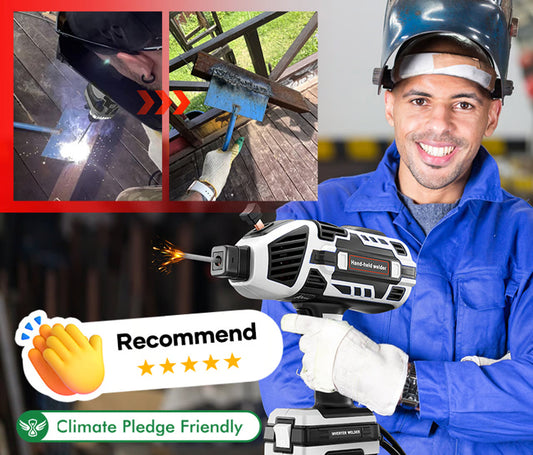 Portable welding machine + welding rods + set of gloves