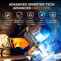 Portable welding machine + welding rods + set of gloves