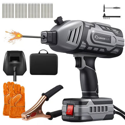 Portable welding machine + welding rods + set of gloves